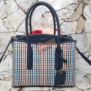 #bagsavenue Multi Margaux Blue Plaid Satchel Kate Spade With crossbody Strap